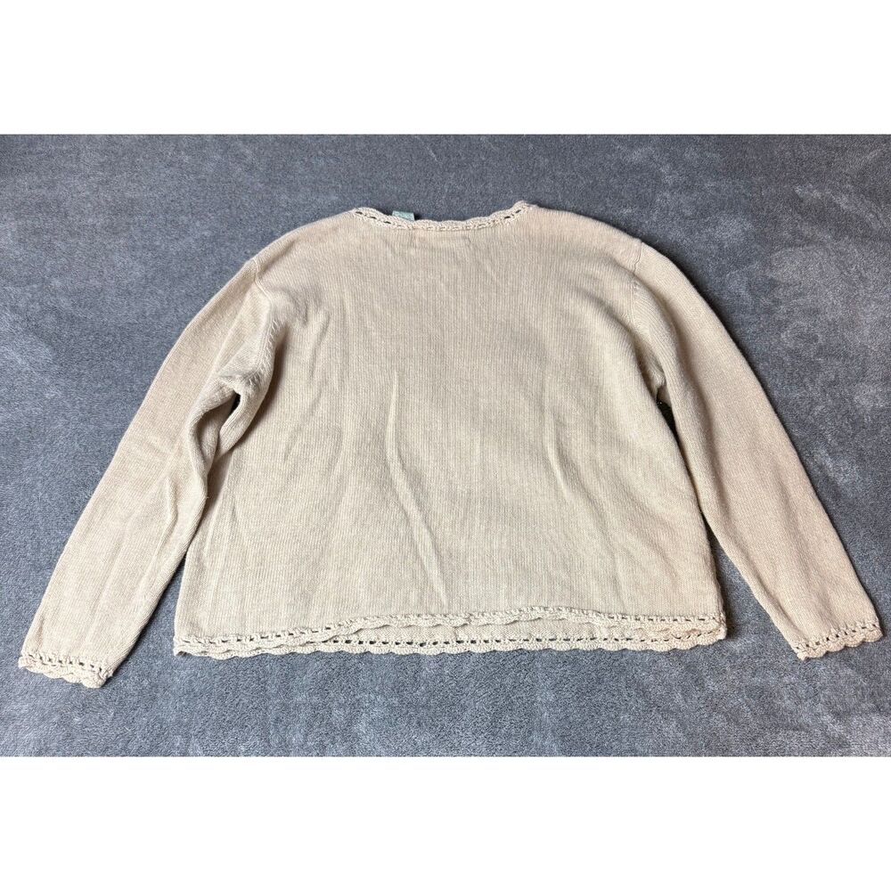Emerald Isle Floral Patchwork Knit Sweater Beige Cottagecore Vintage Size M - Picture 3 of 8